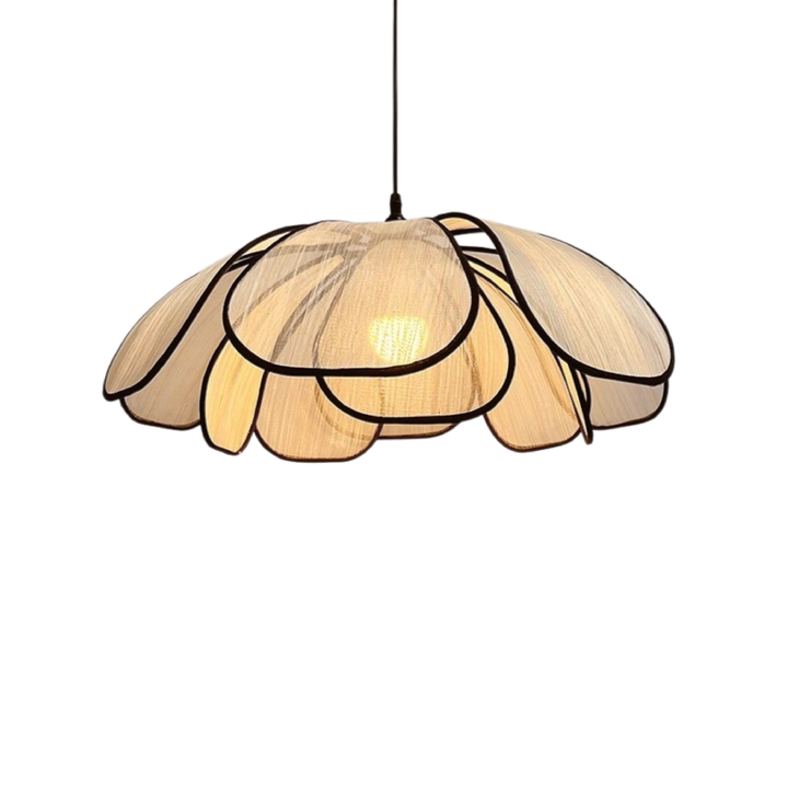BowLift | Wooden Hanging Lamp with Flower Pattern – Adjustable Height, Living Room Lamp, LED, Perfect Above the Table