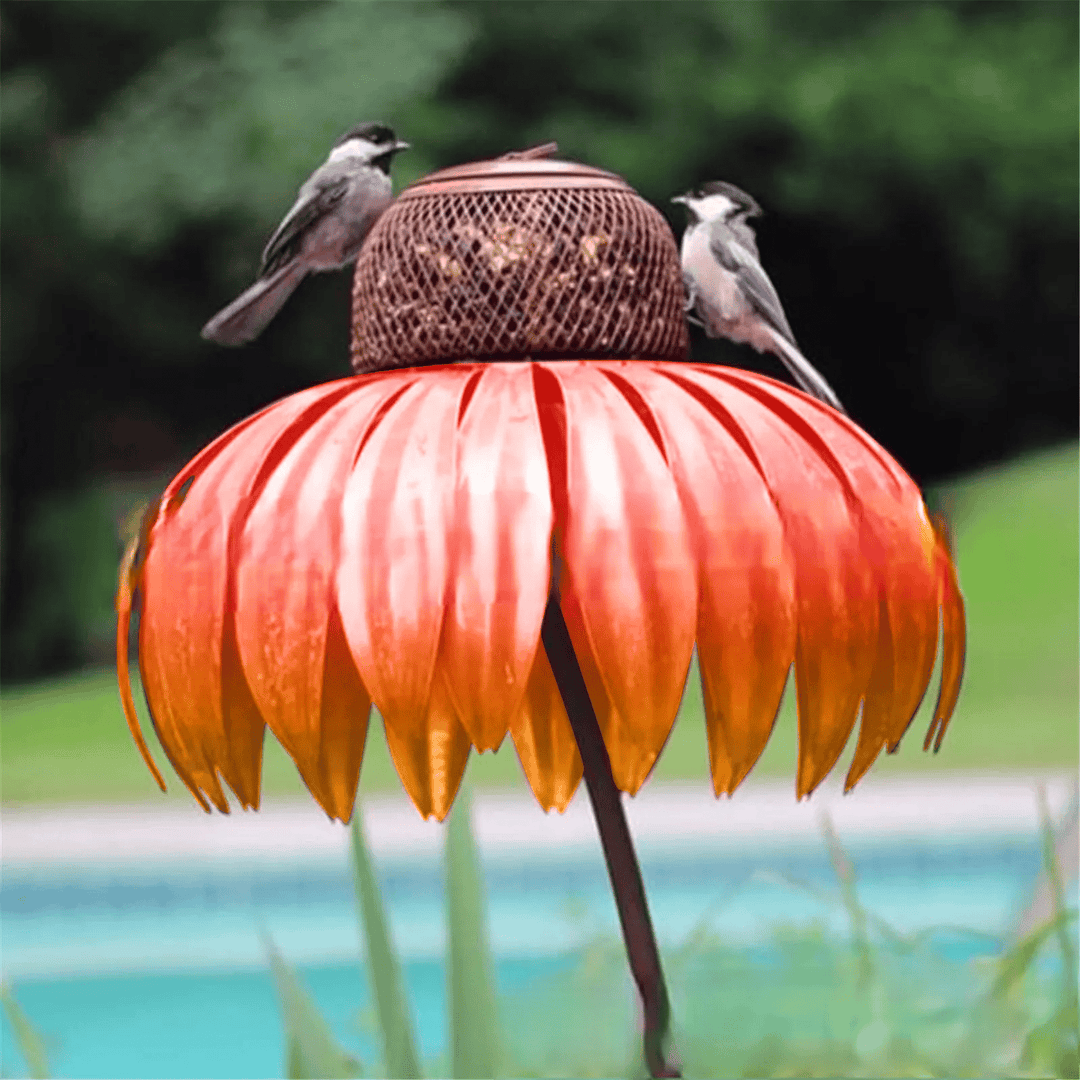 BowLift | Durable Metal Bird Feeder House with Elegant Sunflower Design – Weather Resistant Garden Decor