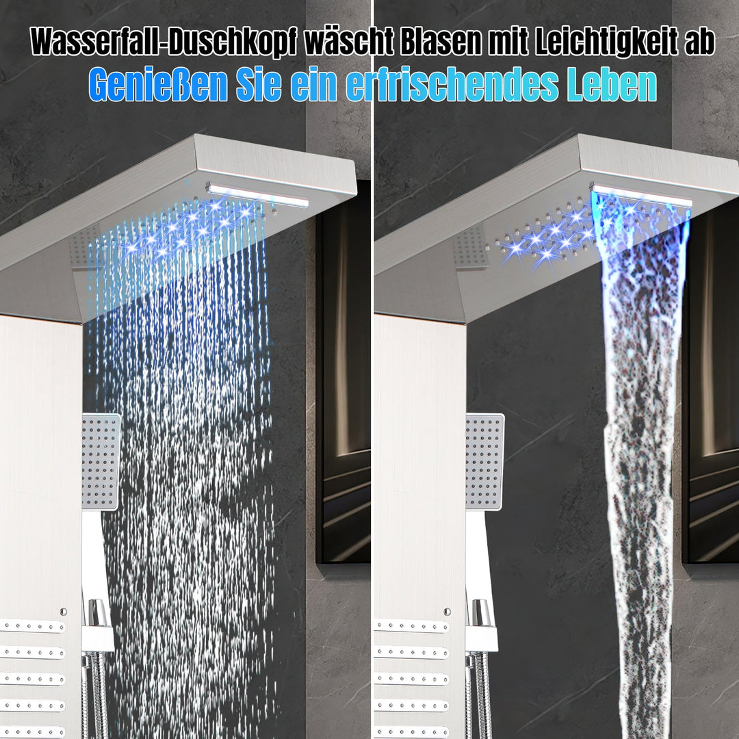 Shower panel stainless steel wall shower panel 5 functions silver | Bowlift
