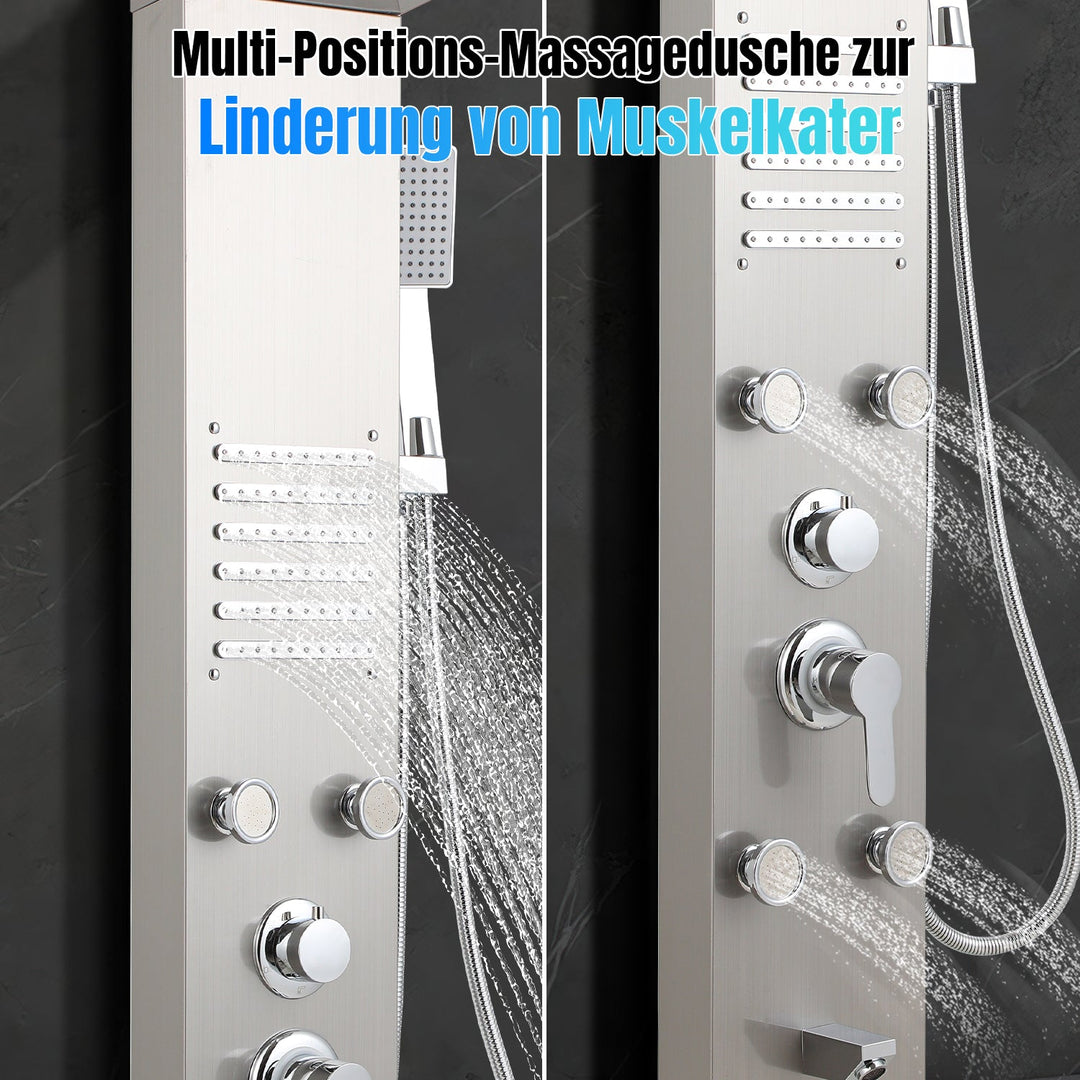 Shower panel stainless steel wall shower panel 5 functions silver | Bowlift