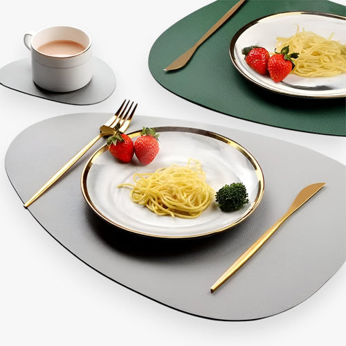 BowLift | Reversible Table Mats made of Waterproof PVC – Elegant Dining Set, Non-Slip, Easy to Clean, Oval 42x34 cm