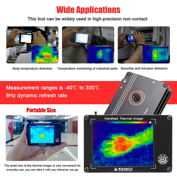 Portable Infrared Thermal Imaging Camera -40~300℃, 3.4 Inch LCD Display, portable digital thermal camera with temperature sensors