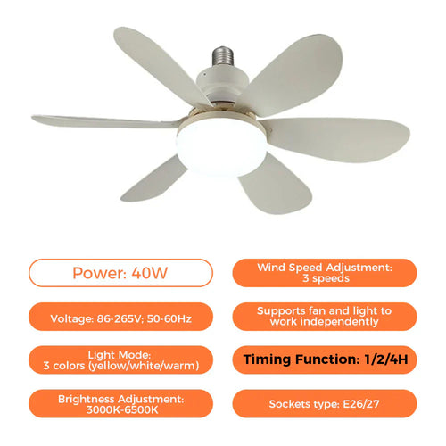 Ceiling Fan with LED Light | Bowlift