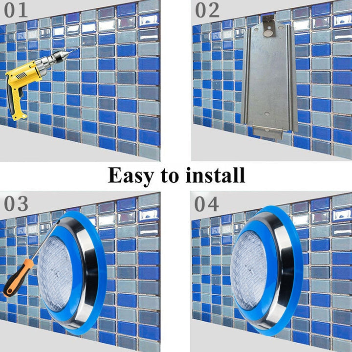 BowLift | 15W LED Stainless Steel Wall Mounted Pool Lighting Landscape Underwater Light (Colored Light + Remote Control)