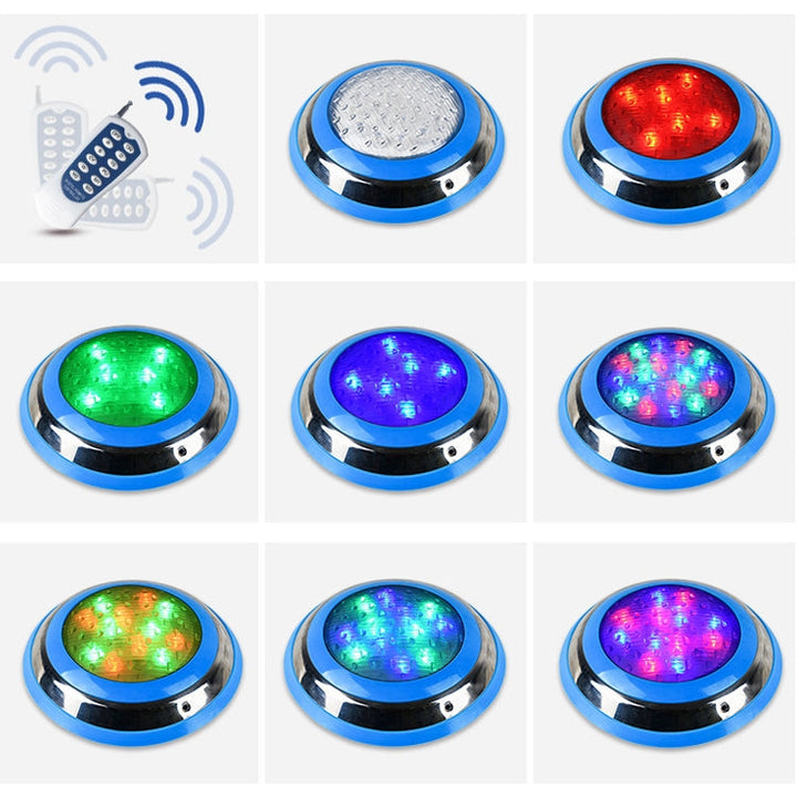 BowLift | 15W LED Stainless Steel Wall Mounted Pool Lighting Landscape Underwater Light (Colored Light + Remote Control)