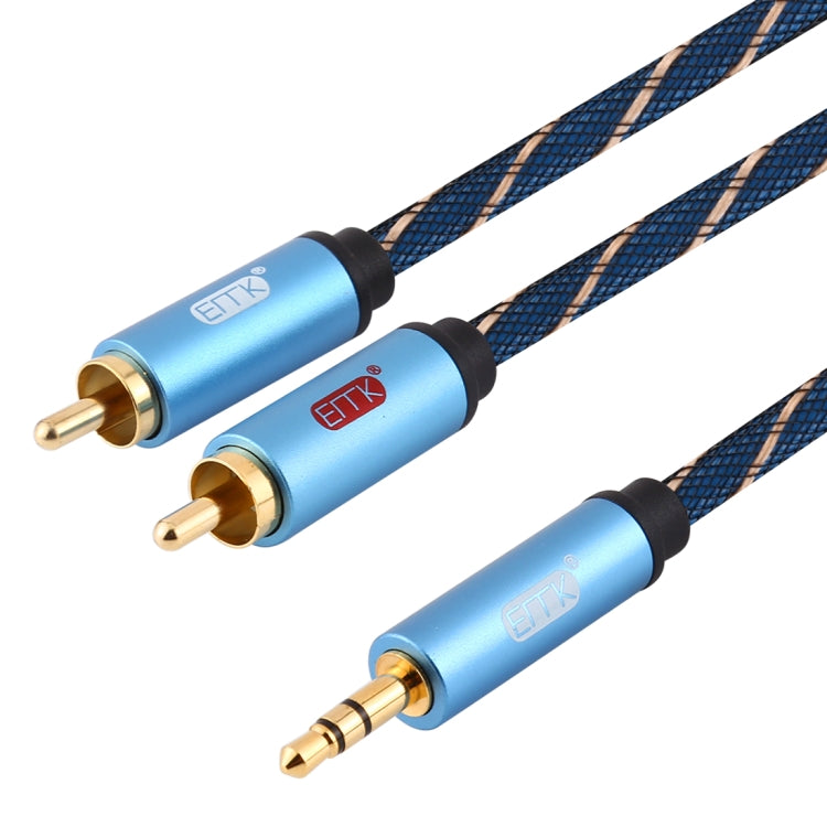 BowLift | EMK 3.5mm male jack to 2 x RCA male gold-plated connector speaker audio cable, cable length: 5m (Dark Blue)