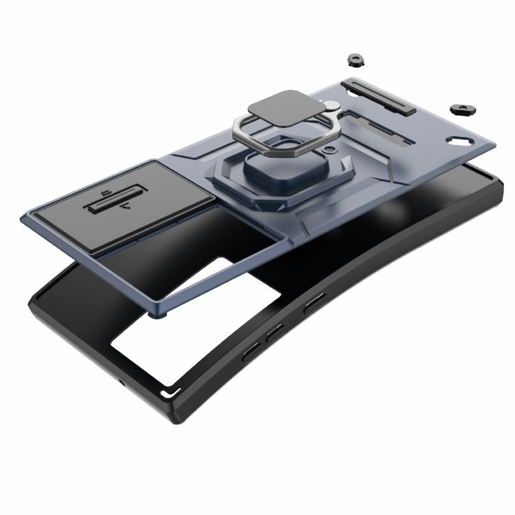 BowLift | For Samsung Galaxy S24 Ultra 5G Sliding Camshield TPU + PC Shockproof Phone Case with Holder (Gray)