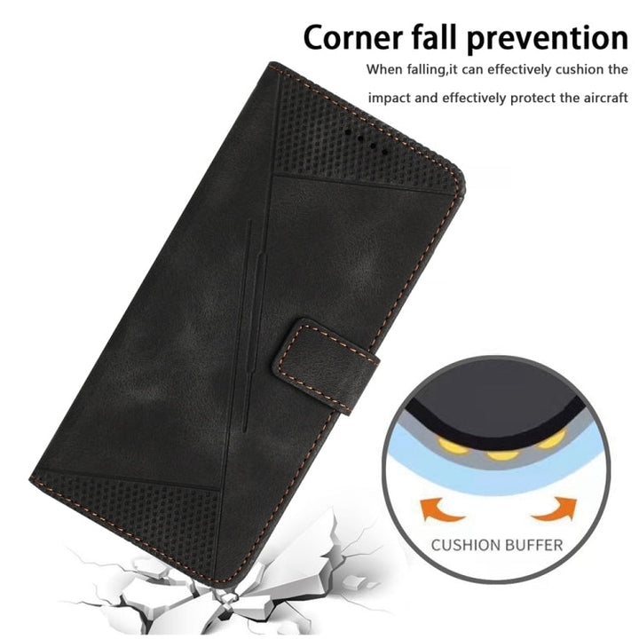 BowLift | For iPhone 13 Pro Max Dream Triangle Leather Phone Case with Shoulder Strap (Black)