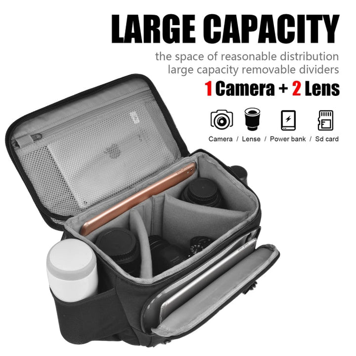 BowLift | Cwatcun D67 Crossbody Camera Bag Photography Lens Shoulder Bag, Size: 22 x 15 x 15cm S(Black)
