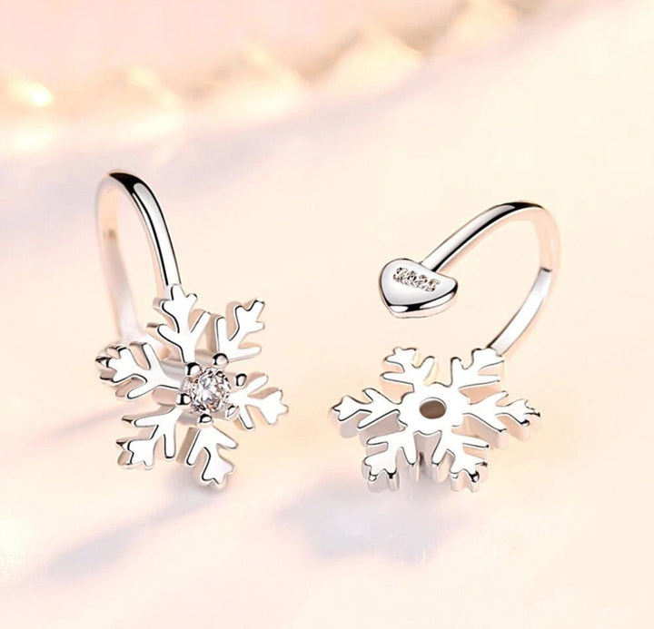 BowLift | Silver Snowflake Ear Cuff Earrings