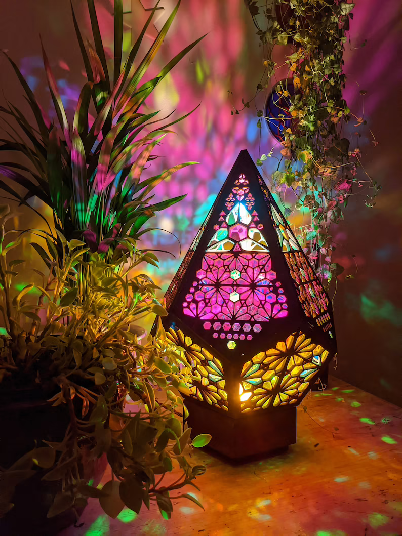Stained Glass Style LED Table Lamp - LumiAura | Bowlift