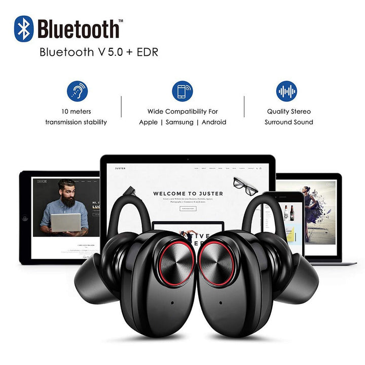 Wireless In-Ear Headphones Bluetooth V5.0 (black) | Bowlift