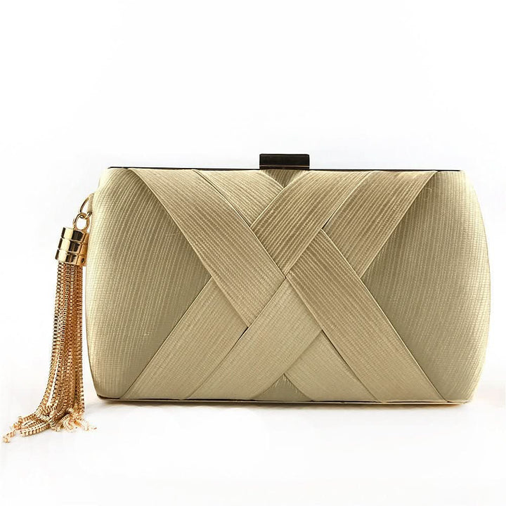 BowLift | Bellavine Satin Evening Clutch | Luxurious Tassel Handbag for Weddings, Galas, and Elegant Evenings