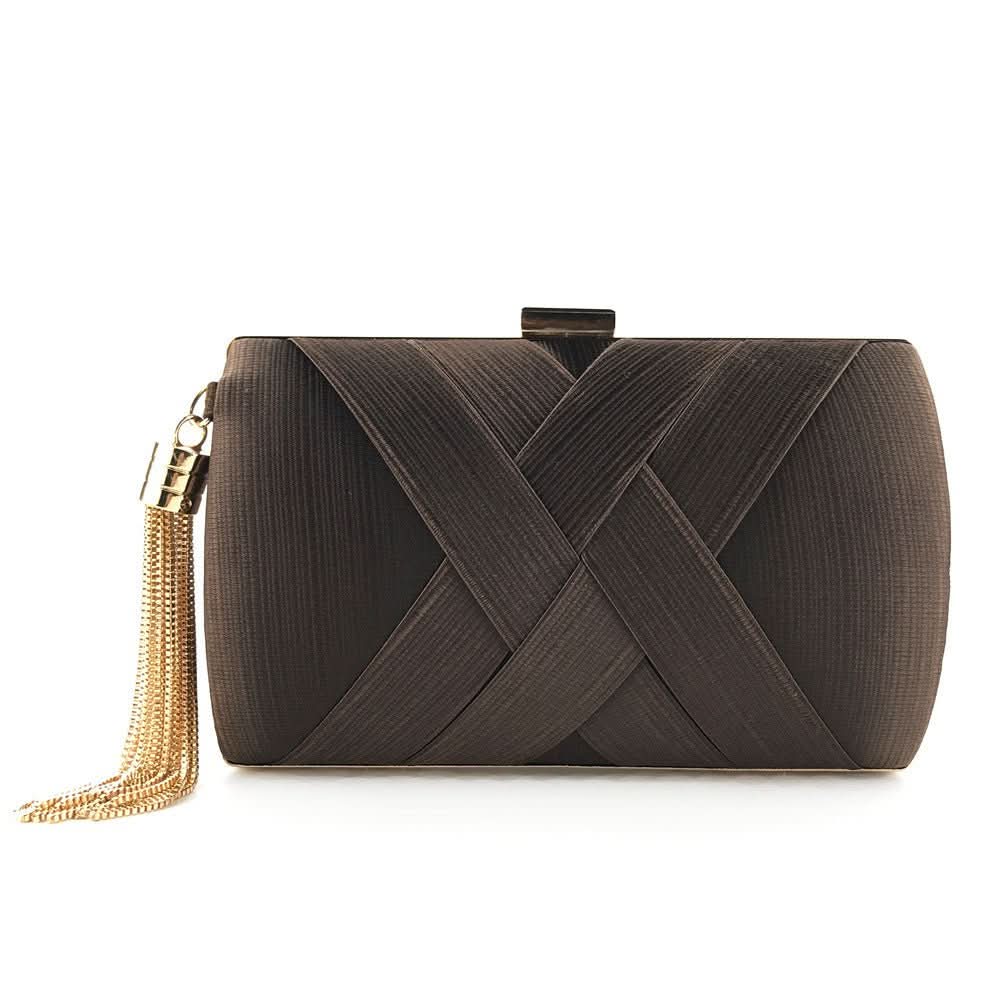 BowLift | Bellavine Satin Evening Clutch | Luxurious Tassel Handbag for Weddings, Galas, and Elegant Evenings