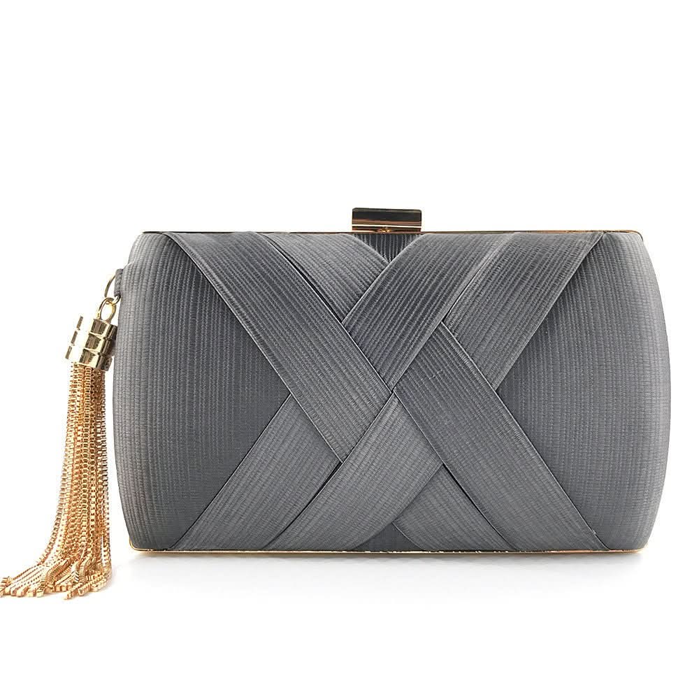 BowLift | Bellavine Satin Evening Clutch | Luxurious Tassel Handbag for Weddings, Galas, and Elegant Evenings