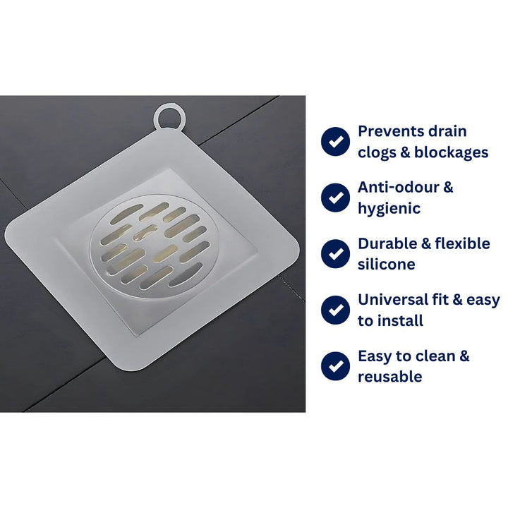 EcoFlow Shower Drain Silicone Cover | Anti Odour Mat - Catches Hair and Debris - Prevents Clogs in the Shower Bowlift