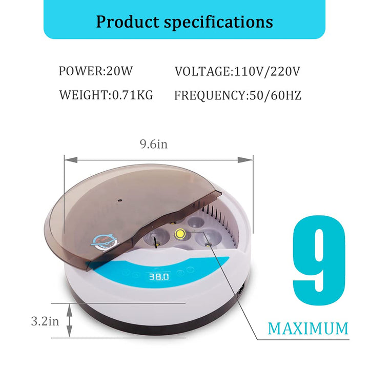 BowLift | Egg Incubator for Chicken Eggs Incubator for Egg Hatching Chicks with Temp Control LED Chicken Hatcher