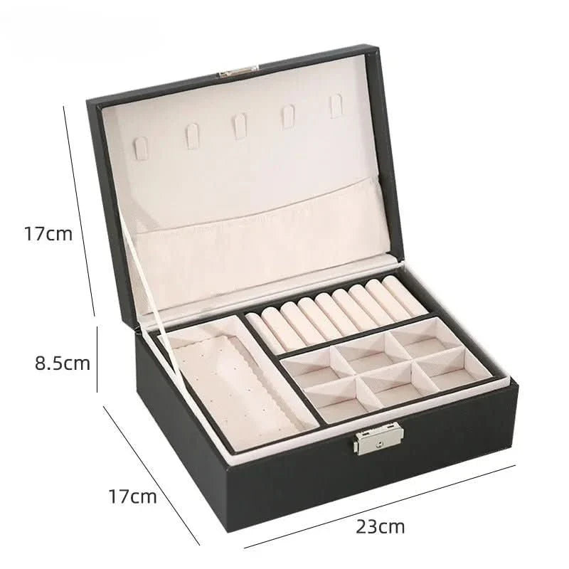 BowLift | Elegant jewelry box made of wood with PU leather, 2-layered