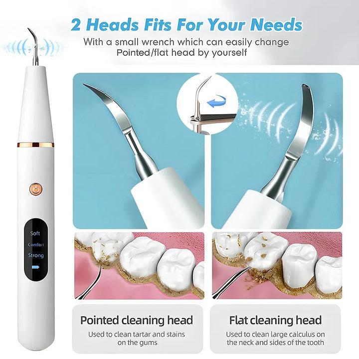 BowLift | Ultrasonic Teeth Cleaning Device | 38 kHz Ultrasound, LED Light & USB Fast Charging for Home Dental Care