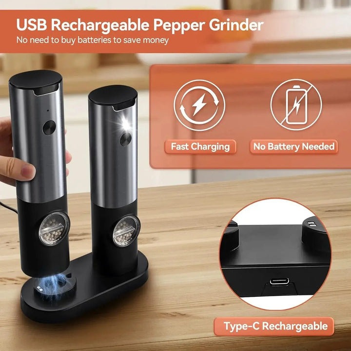 Electric spice grinder set with USB-C charging station | Bowlift