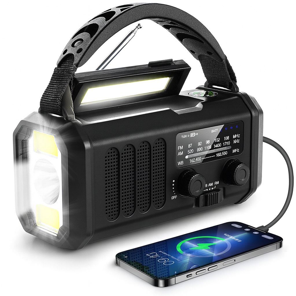 Emergency Wave Crisis Radio – Emergency Radio with Power Bank, LED Flashlight, Dynamo and Compass | Bowlift