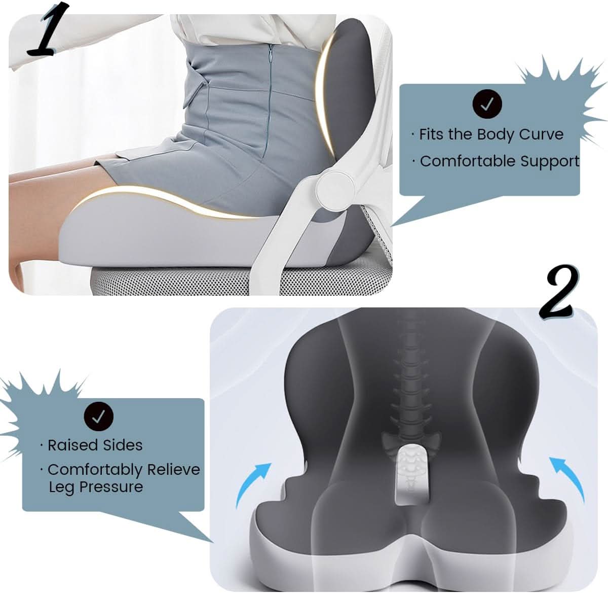 BowLift | Ergonomic Memory Foam Seat Cushion