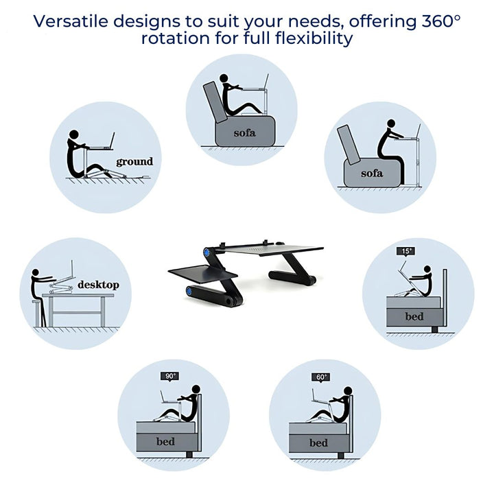 BowLift | Adjustable Laptop Stand for Bed, Couch & Desk - Ergonomic Design with Cooling Function for Comfort and Productivity