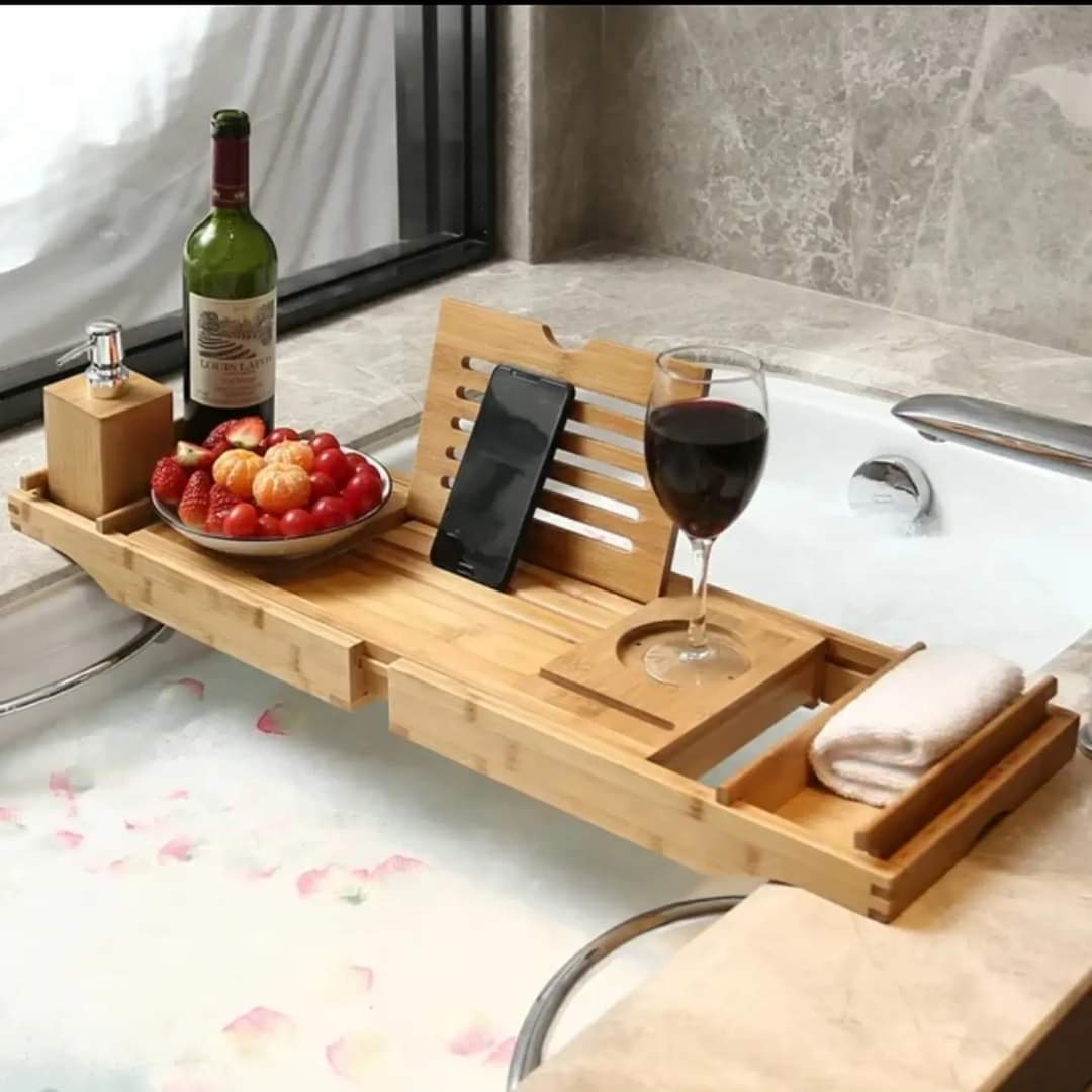 BowLift | Expandable Bamboo Bathtub/ Caddy Tray with Stands