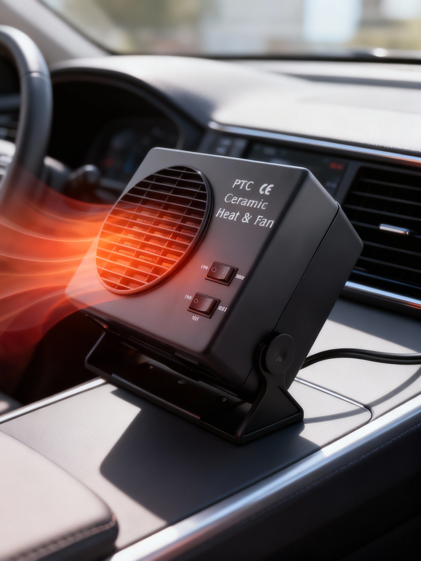 BowLift | 12V Ceramic Car Heater Fan | 150W-300W Automatic Thermostat Control | Portable Defroster & Demister | DC 12V Cigarette Lighter Interface | High-Efficiency Ceramic Alloy Element