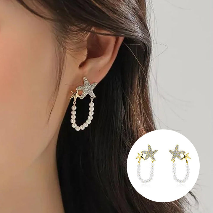 BowLift | Diamond Starfish Pearl Earrings