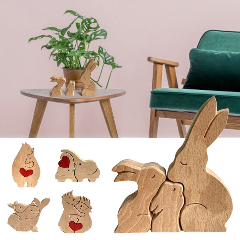 BowLift | Cute Animal Family Ornament, Wooden Puzzle Figurine - 🎁Love Gift