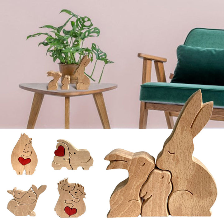 BowLift | Cute Animal Family Ornament, Wooden Puzzle Figurine - 🎁Love Gift