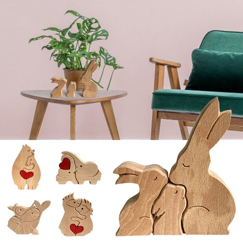 BowLift | Cute Animal Family Ornament, Wooden Puzzle Figurine - 🎁Love Gift