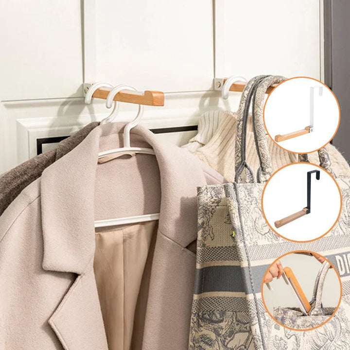 Foldable Wood Over The Door Hooks | Bowlift