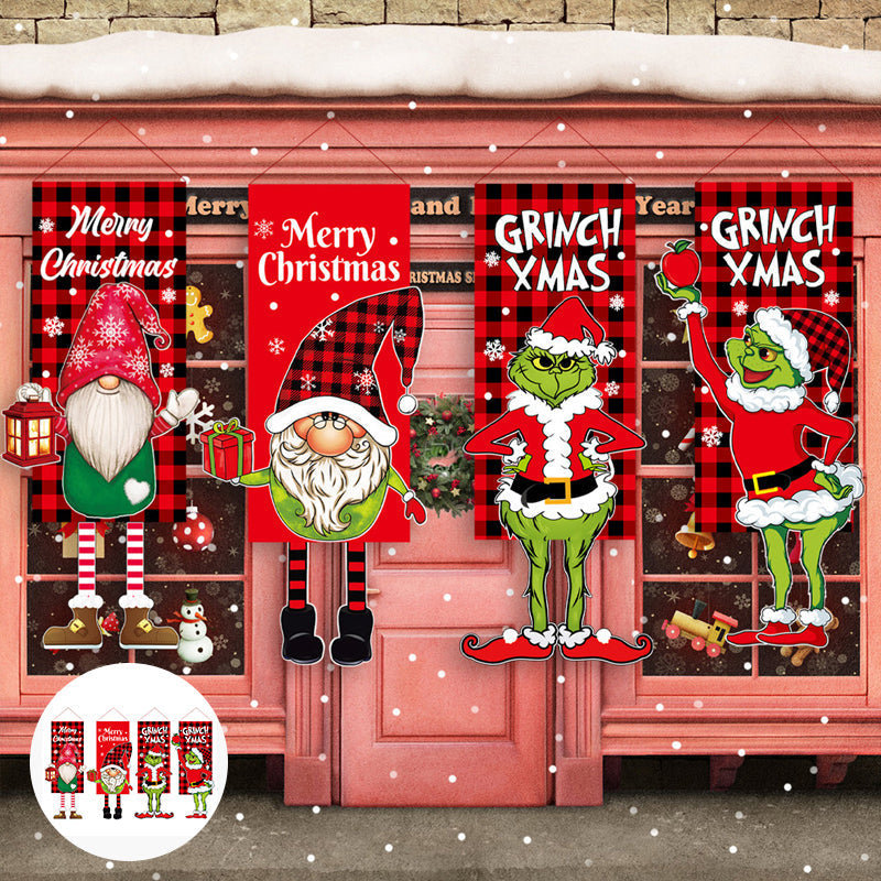 BowLift | Christmas Decoration Hanging Grinch Faceless Doll Door Hanging Flag Garden Flag