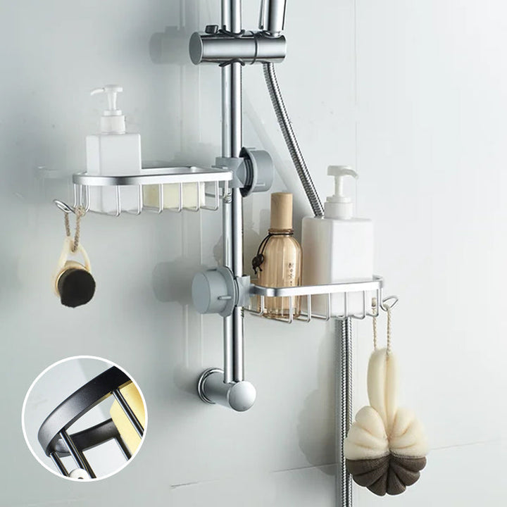 Shower holder for Shampoo & Soap – Stainless Steel – Silver or Black – No Drilling | Bowlift
