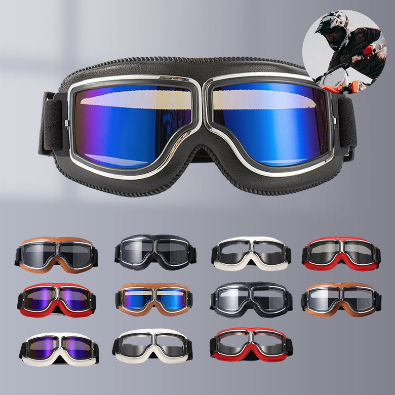BowLift | RoadRider | Vintage Motorcycle Goggles with Interchangeable Lenses and Comfort Padding