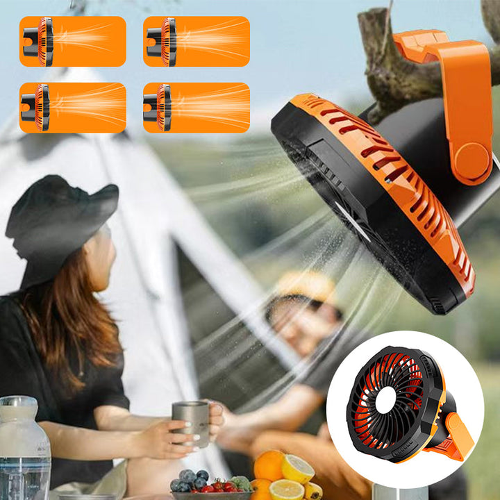 Portable camping fan with LED light | Bowlift