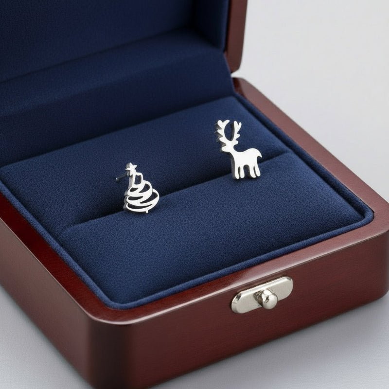 BowLift | Elegant 925 Silver Christmas Stud Earrings with Festive Shine