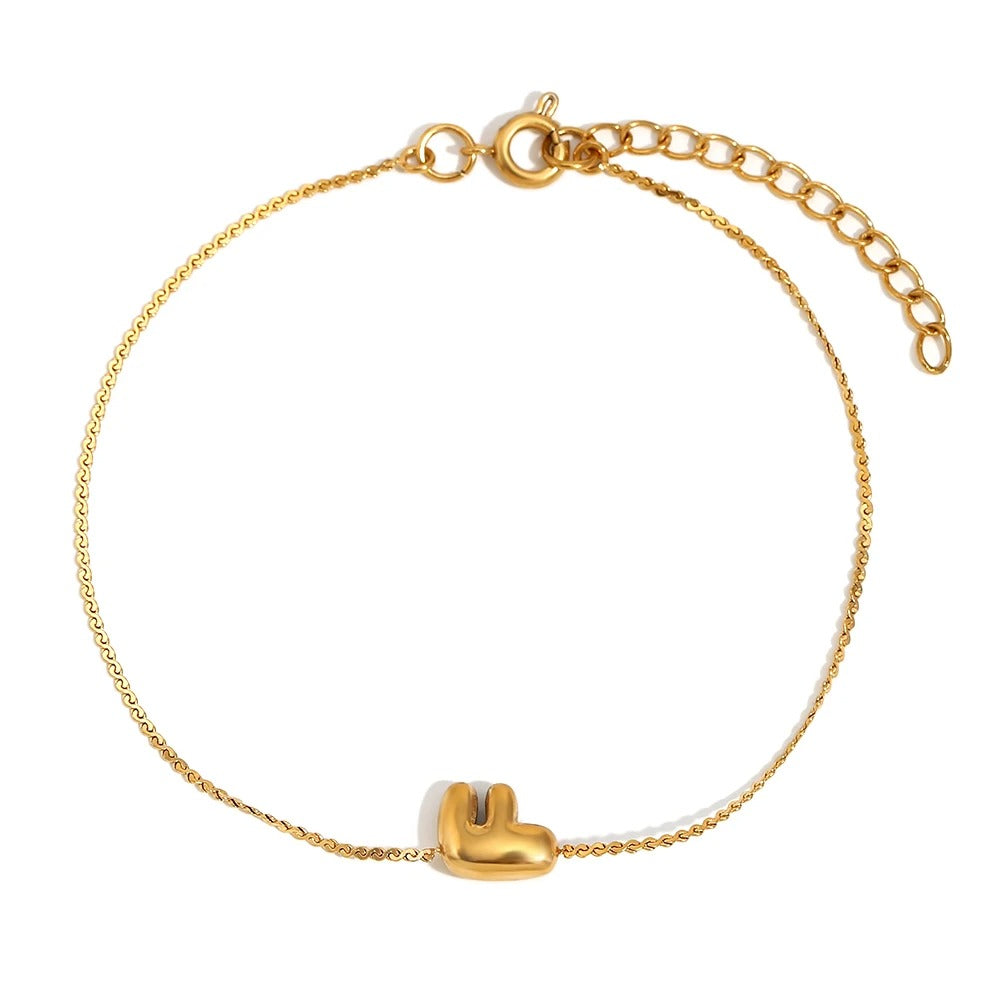 BowLift | Dainty Bubble Letter Initial Bracelet