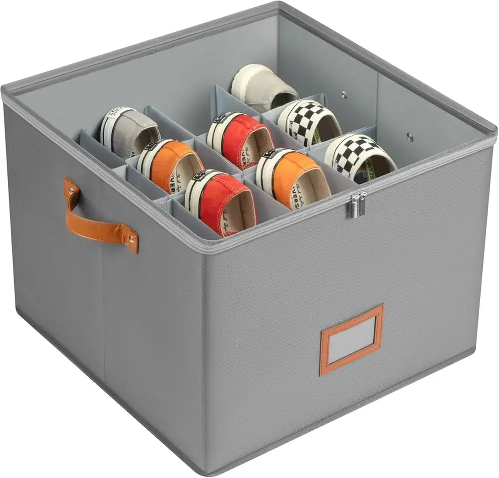 BowLift | Foldable shoe box made of fabric – With 16 individually adjustable compartments