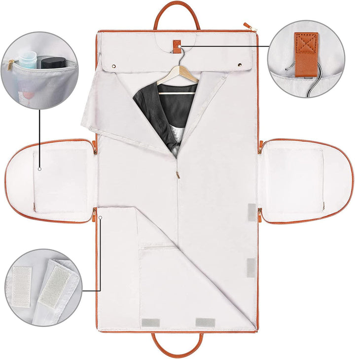 BowLift | GARMENTGO Travel Garment Bag – Foldable PU Leather Suit Carrier for Wrinkle-Free & Stylish Travel