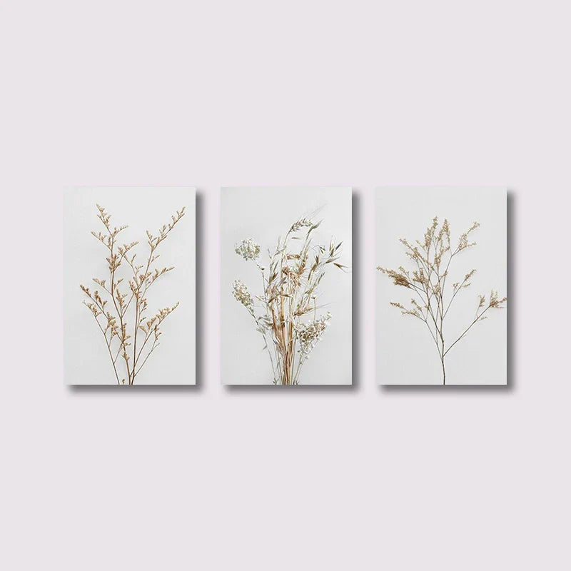 Set of 3Pcs Wild Meadow Flowers Wall Art Fine Art Canvas Prints Minimalist Botanical Prints Posters Pictures For Living Room Decor | Bowlift