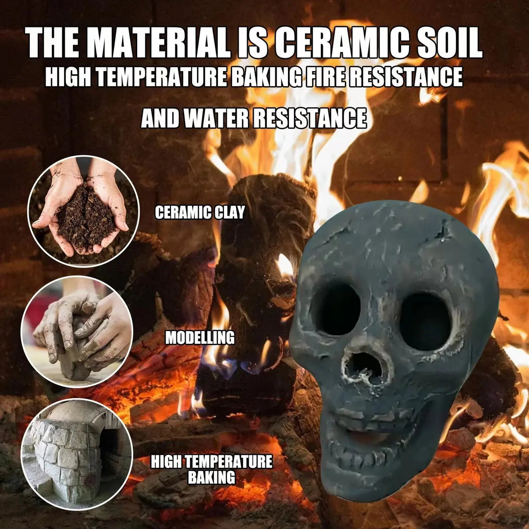 BowLift | SkullFire Ornament – Fireproof Skull Figurine made of Resin for Gothic & Halloween Decoration
