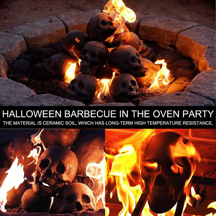 BowLift | SkullFire Ornament – Fireproof Skull Figurine made of Resin for Gothic & Halloween Decoration