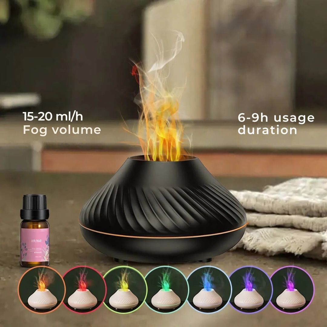 FlameGlow Air Humidifier Aromatherapy Diffuser | Adds Moisture - Relieves Dry Air - Helps to Relax - Quiet Diffuser for Home or Office Bowlift