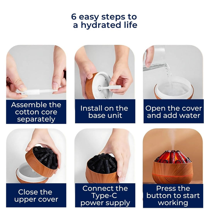 FlameMist | Essential Oil Diffuser – Flame LED – Two Mist Modes – Quiet USB Design – Home Relaxation Bowlift