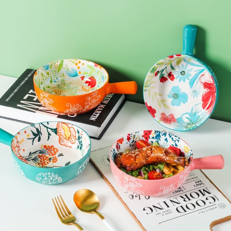 Floral single-handle ceramic bowl Bowlift