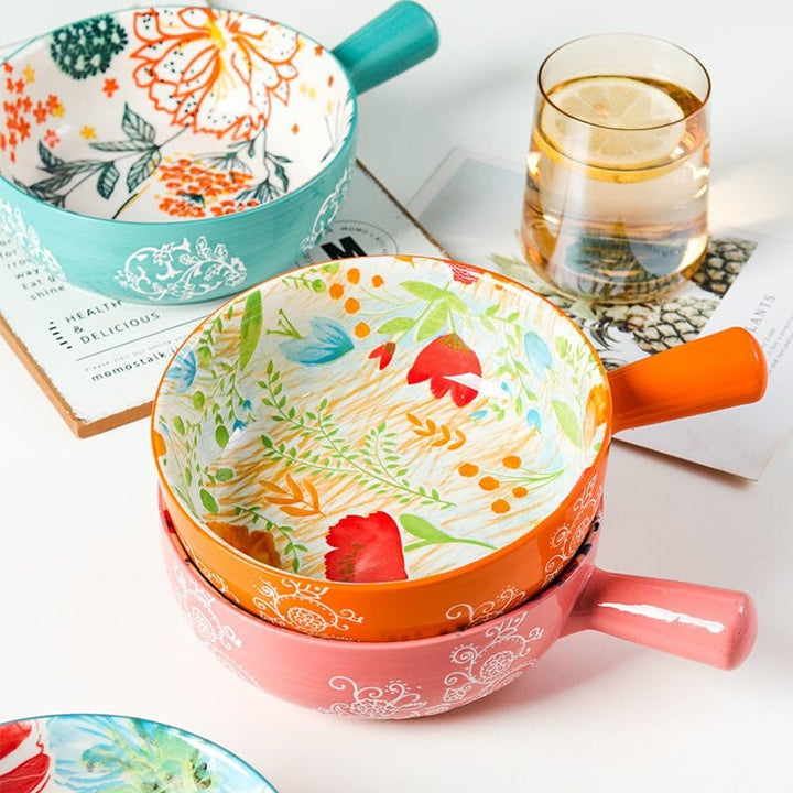 Floral single-handle ceramic bowl Bowlift