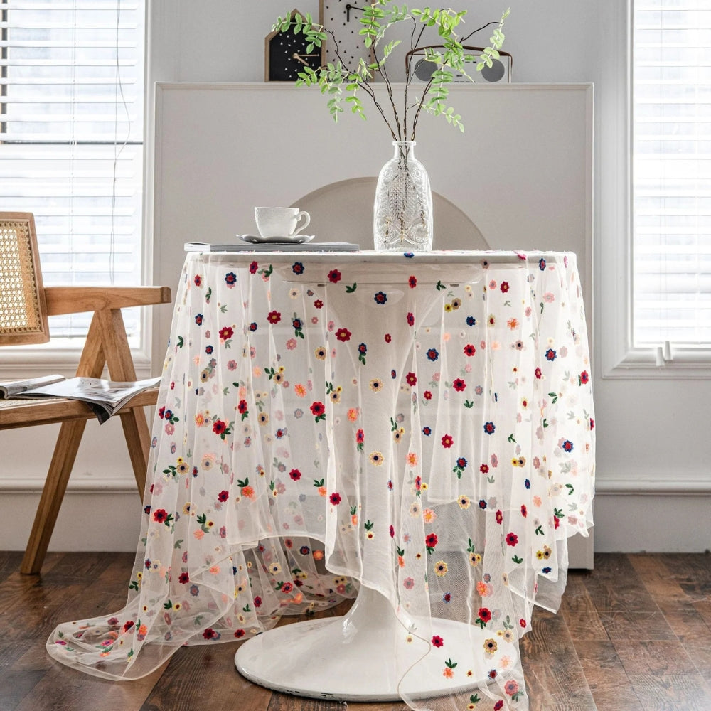 BowLift | Floral Embroidered Lace Tablecloth Cover